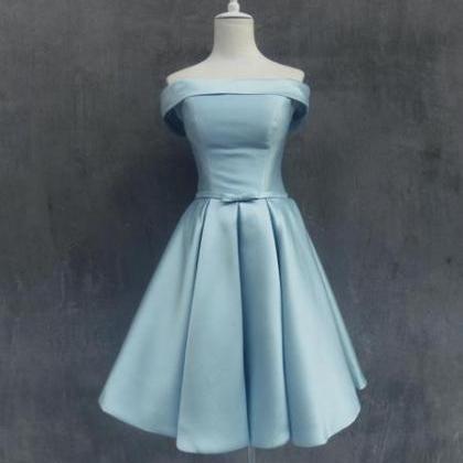 Light Blue Off Shoulder Homecoming Dress, Cute..