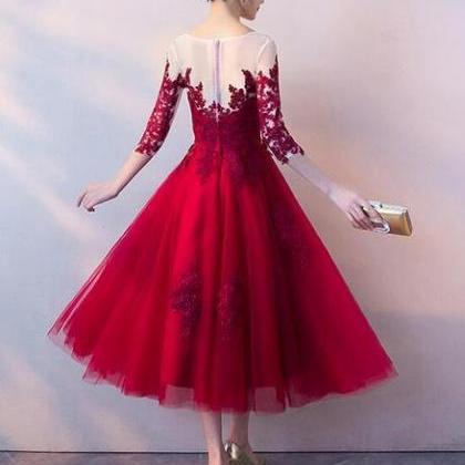 Blush Floral One Shoulder A-Line Tulle Tea Length Formal Dress