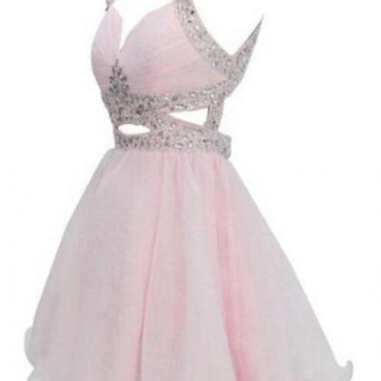 Adorable Pink Sequins Short Party Dress, Lovely..