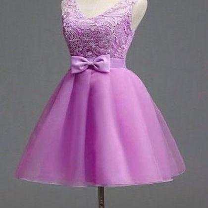 Light Purple Tulle And Lace Cute Party Dress With..