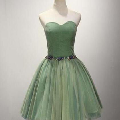Green Sweetheart Tulle Knee Length Party Dress ,..