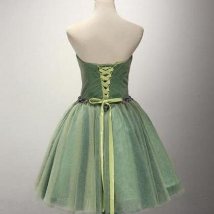 Green Sweetheart Tulle Knee Length Party Dress ,..