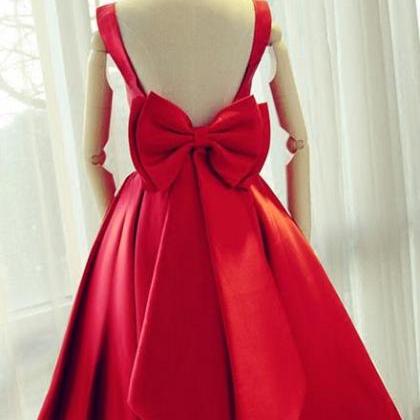 Beautiful Satin Red Party Dress, Short Homecoming..