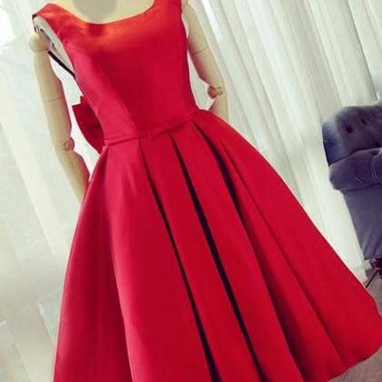 Beautiful Satin Red Party Dress, Short Homecoming..
