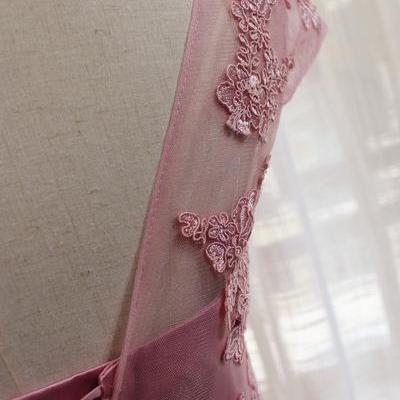 Pink Tulle Round Neckline Short Homecoming..