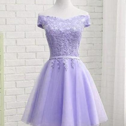 Simple Tulle And Lace Knee Length Party Dress ,..
