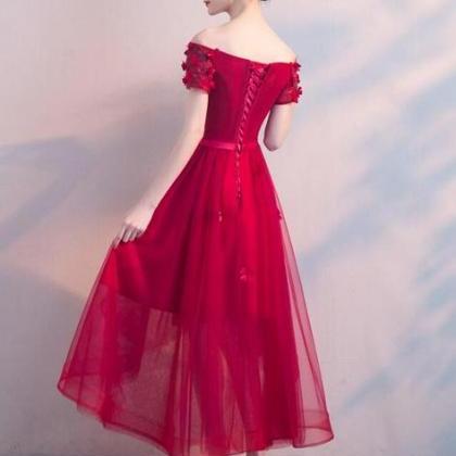 Red High Low Fashionable Homecoming Dress, Tulle..