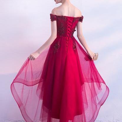 Red High Low Fashionable Homecoming Dress, Tulle..