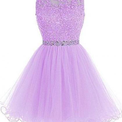 Light Purple Short Party Dress, Tulle Homecoming..