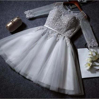 Lovely 1/2 Sleeves Knee Length Tulle Party Dress,..