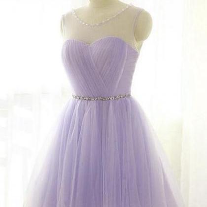 Cute Lavender Homecoming Dress With Belt, Lovely..