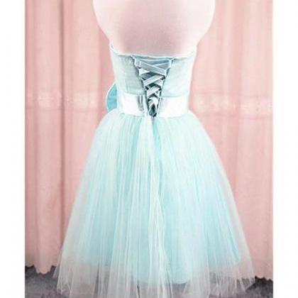 Adorable Light Blue Tulle Formal Dress With Bow,..