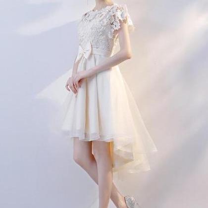 Lovely Champagne Tulle High Low Party Dress, Cute..