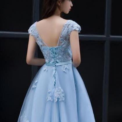 Cute Blue Homecoming Dress, Lovely Knee Length..