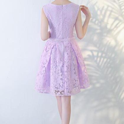 Beautiful Lavender Lace Short Homecoming Dress,..