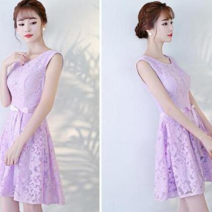 Beautiful Lavender Lace Short Homecoming Dress,..