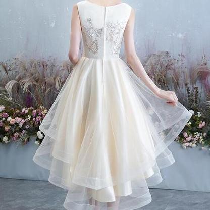 Lovely Round Neckline High Low Party Dress, Tulle..