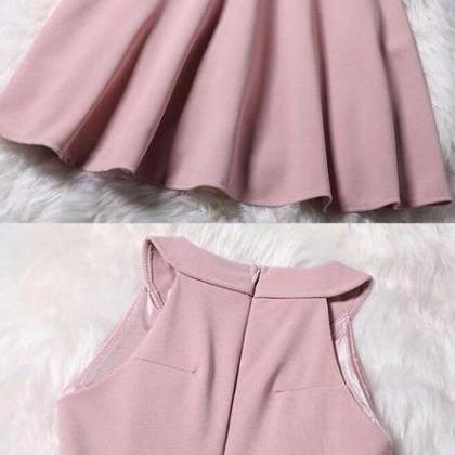 Lovely Pink Halter Chiffon Short Party Dress,..