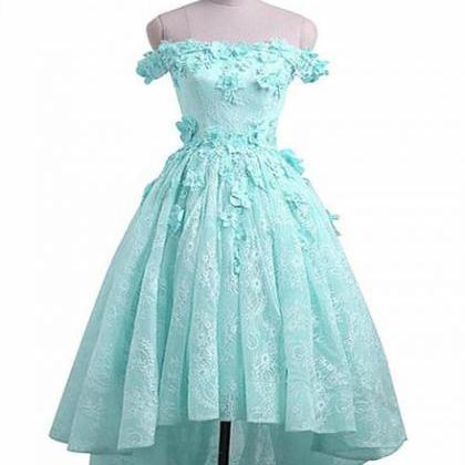 Lovely Mint Green High Low Lace Party Dress, Prom..