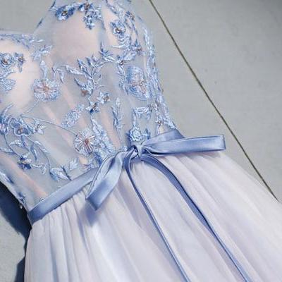 Short Blue Prom Dress A-line Homecoing Dress,..