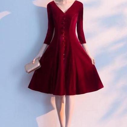 Eelgant Vintage Style Wine Red Bridesmaid Dress,..