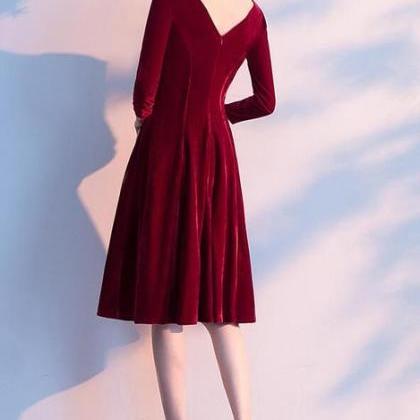 Eelgant Vintage Style Wine Red Bridesmaid Dress,..