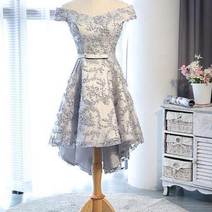 Lovely Light Grey Lace High Low Teen Party Dress,..
