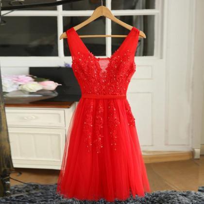 Lovely Tulle Lace Applique Beaded Party Dress,..