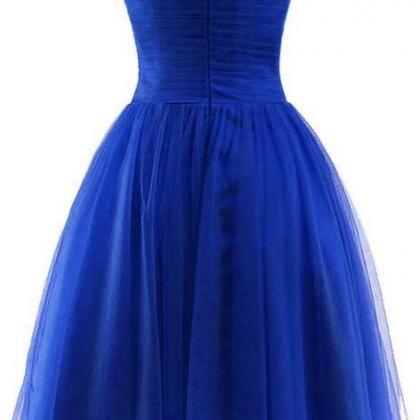 Blue Short Sweetheart Simple Party Dress, Blue..