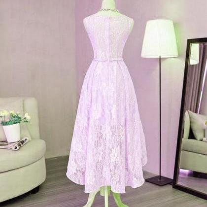 Beautiful Lavender Lace High Low Prom Dress 2021,..