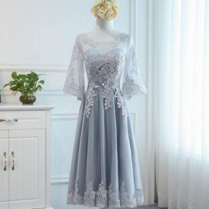 Lovely Tulle Grey Lace Party Dress With Lace,..