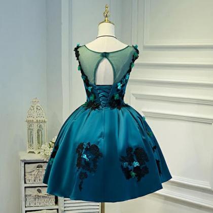 Lovely Satin Knee Length Ball Gown Party Dress..