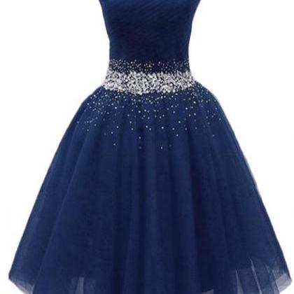 Navy Beaded Sweetheart Off Shoulder Tulle..