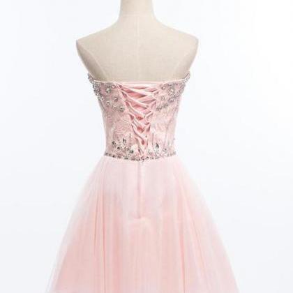 Light Pink Beaded Tulle And Lace Sweetheart..