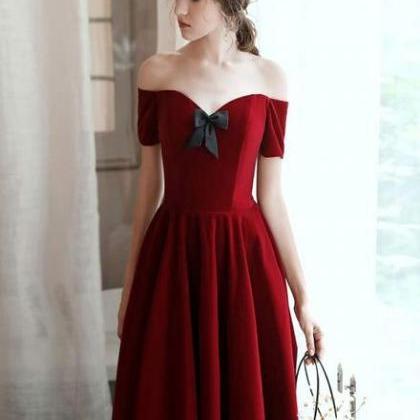 Dark Red Velvet Party Dress Short Homecoming..