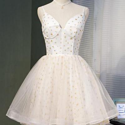 Lovely Ivory Sweetheart Straps Short Homecoming..