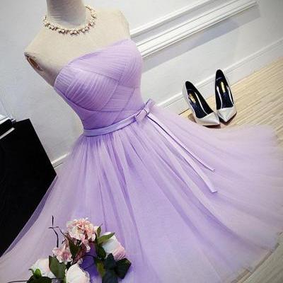 Cute A line tulle short prom dress,bridesmaid dress