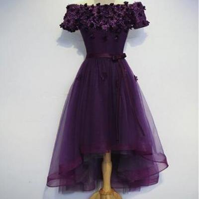 Dark Purple High Low Homecoming Dresses, Cute Formal Dress, Prom Dress 
