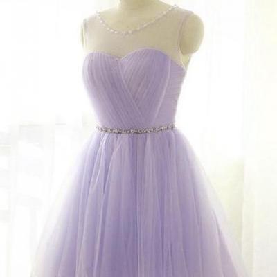 Cute Lavender Homecoming Dress with Belt, Lovely Short Prom Dress