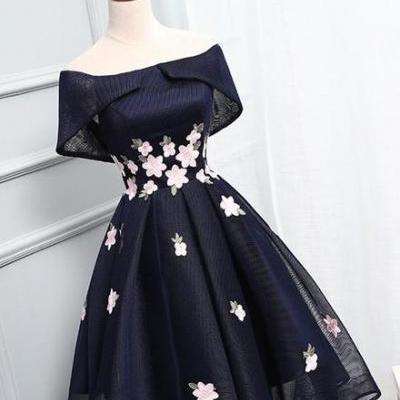 Beautiful Navy BlueHomecoming Dress, Chic Asymmetrical Short Prom Dress