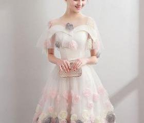 Cute Lavender Tulle Short Straps Homecoming Dresss, Tulle Sweetheart Prom Dress