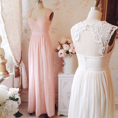 Charming Long Pink Chiffon Prom Dress,cap Sleeve Evening Gown,backless Prom Gown,prom Dresses,evening Dress , A-line Formal Gowns, Prom