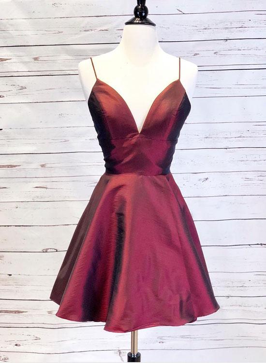 Vintage Burgundy Strapless A Line Short Homecoming Dress Cocktail Dress cc3097