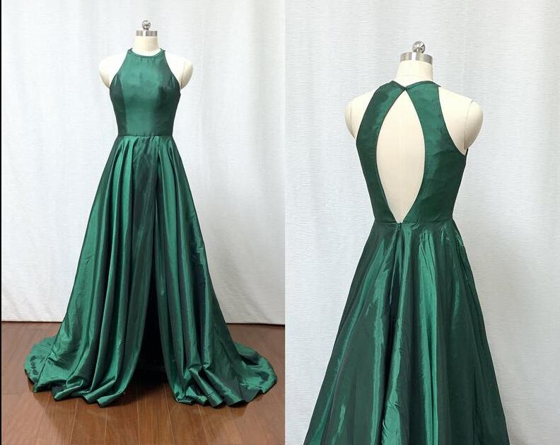 emerald green taffeta dress
