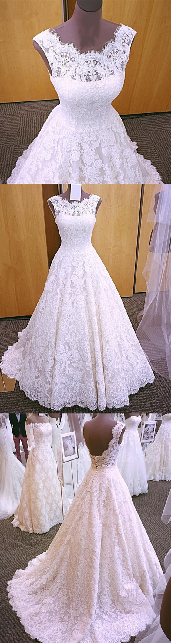 Vintage Cap Sleeves Open Back Lace Wedding Dresses Puffy Long White Bridal Gowns Real Pictures