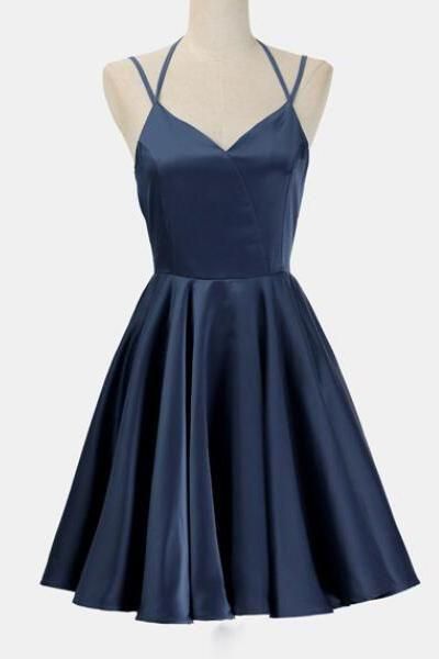 Navy Blue Short Simple Prom Dress,junior Homecoming Dress,simple Cocktail Dresses