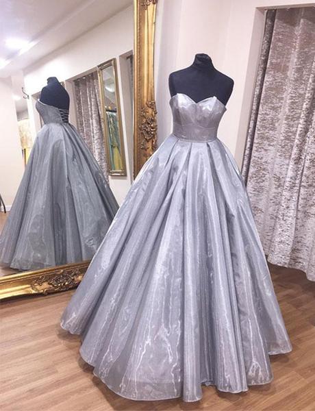 High Fashion Sweetheart Gray Prom Dresses Ball Gown Evening Dresses