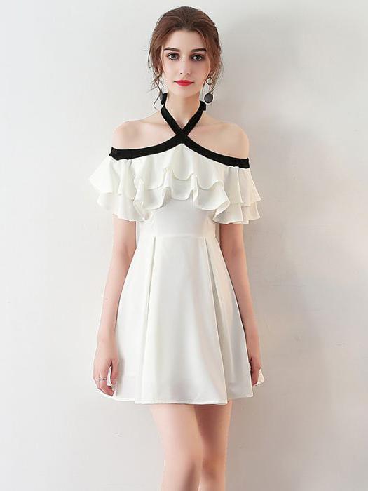 Chiffon Ivory Homecoming Dress Party Homecoming Dresses Back Open