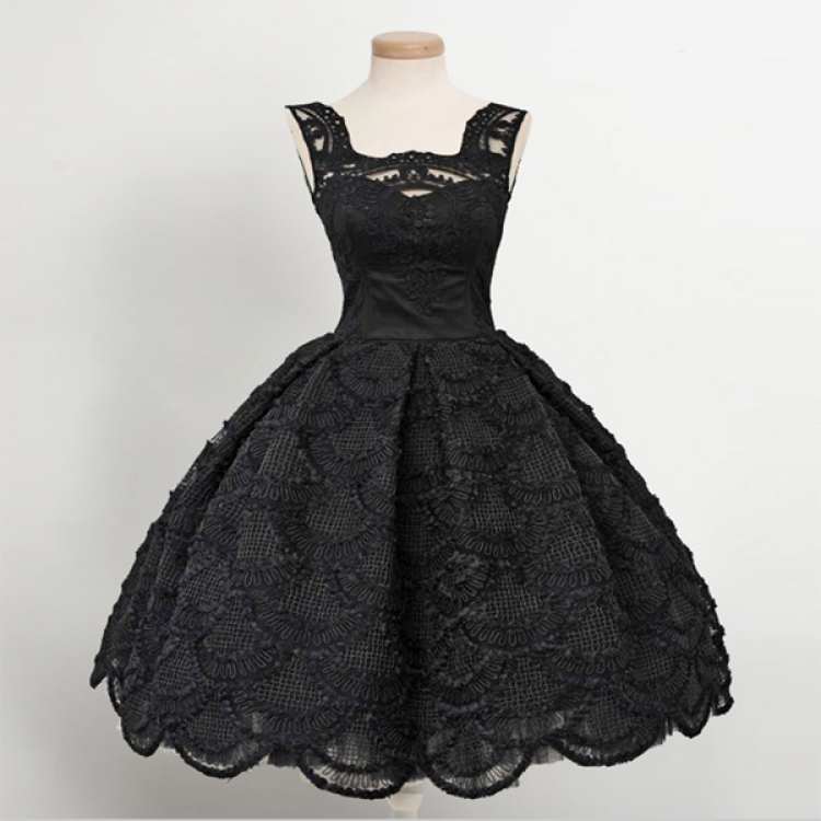 Deep V Neck Black Lace Homecoming Dress,Black Party Dress Y2057 main image 1