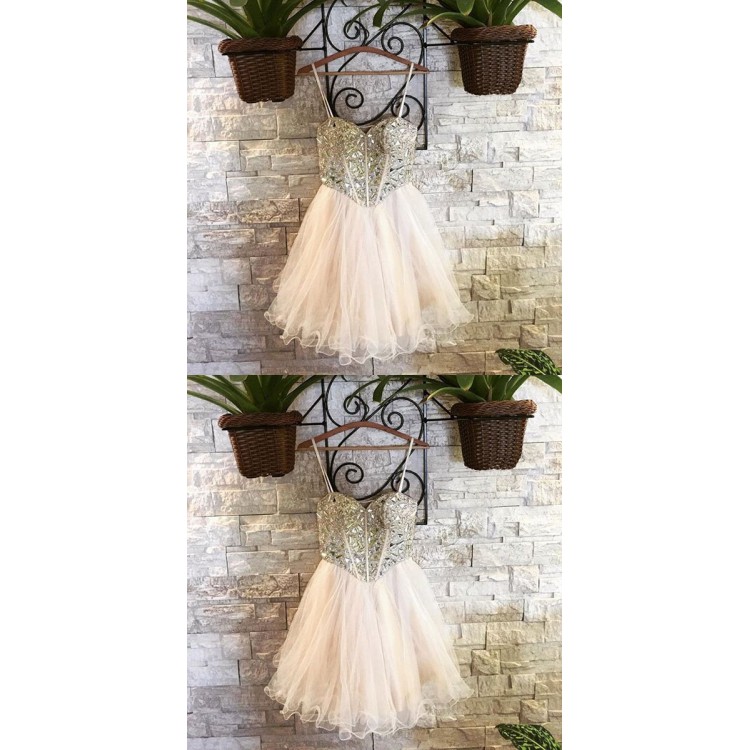 Sexy Sweetheart Homecoming Dresses With Beading,spaghetti Straps Homecoming Dresses